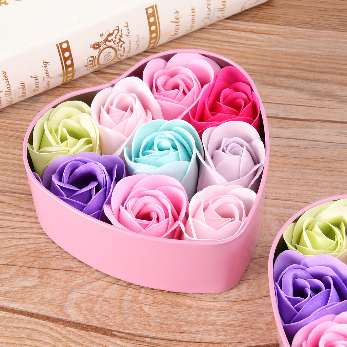 Luxury Skincare Gift Set - Rozenzeep Bloemenzeep Set in Elegante Hartvormige