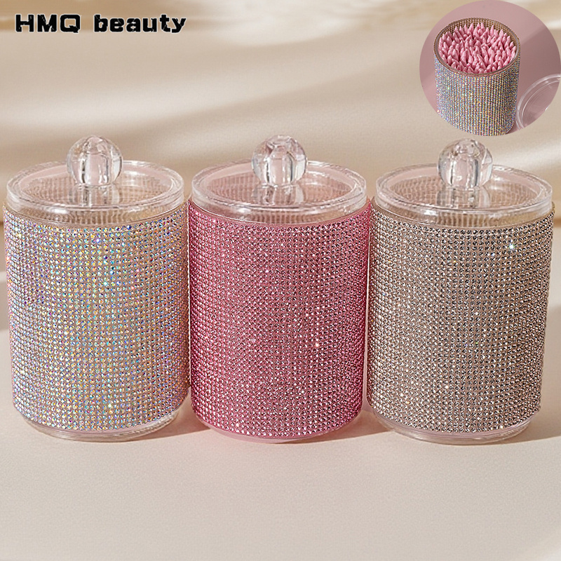 Luxury Skincare Containers - Luxe diamanten wattenstaafjes opbergdoos, draagbare wattenstaafjes