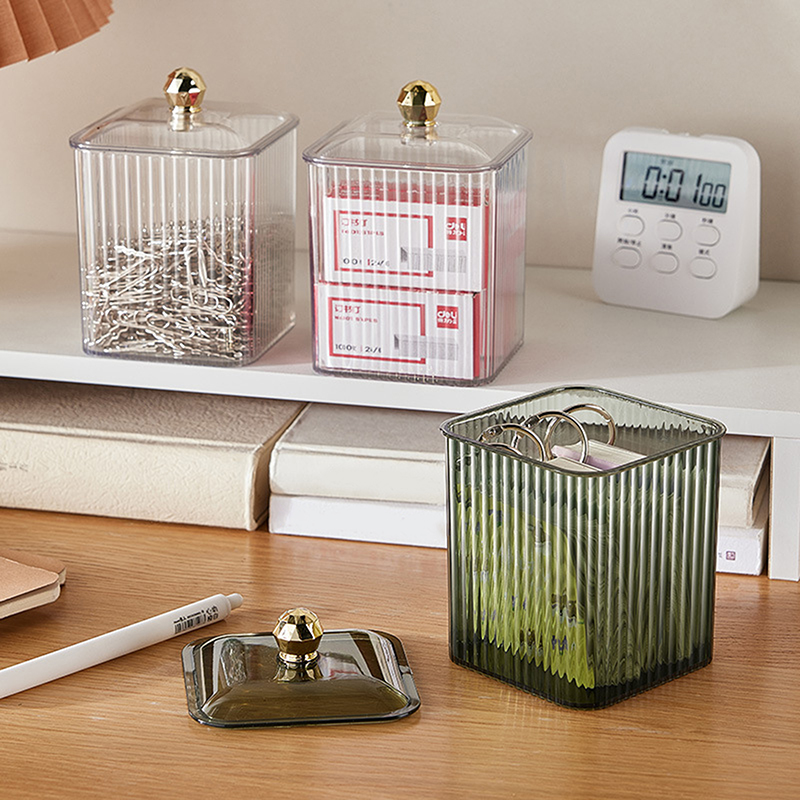 Luxury Skincare Containers - Lichte luxe doorzichtige wattenstaafjes opbergdoos lippenstift