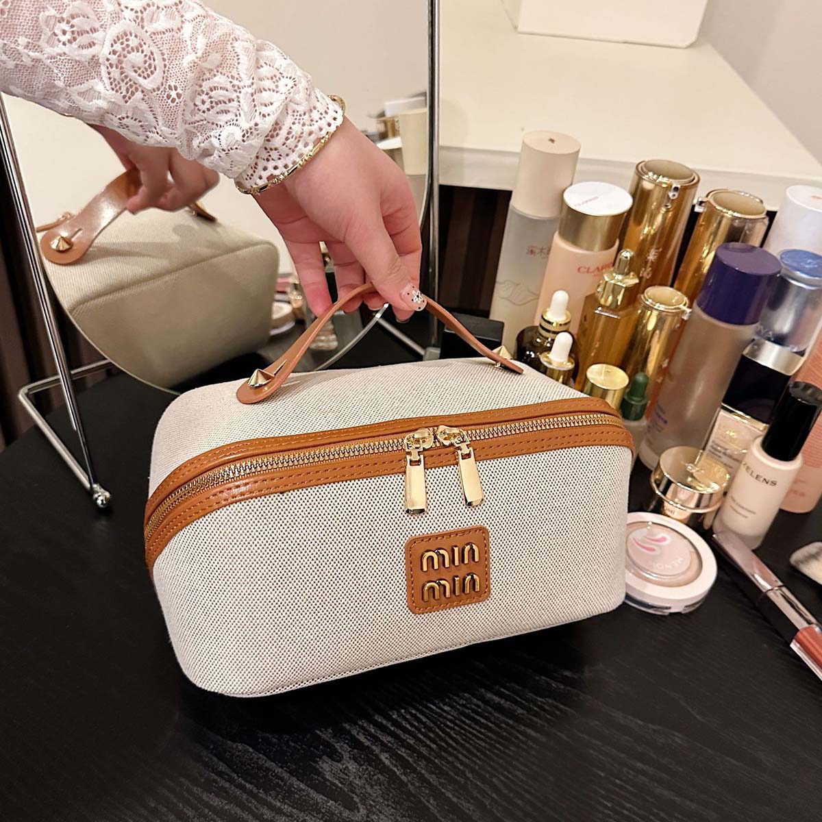 Luxury High End Skincare - Make-up tas - Retro lichte luxe