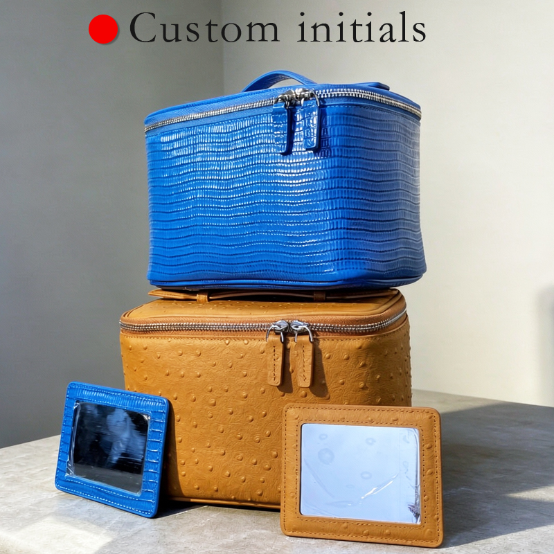 Luxury Skincare Packaging Wholesale - Aanpassen Initialen Koeienhuid Struisvogelpatroon Make-up Tas